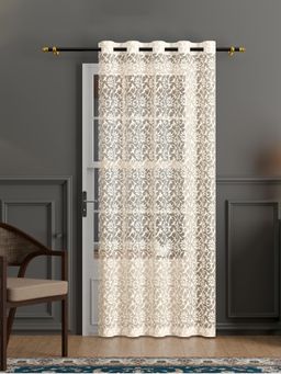 Kuber Industries - 7 Feet Net Cotton Door Curtain Vine Design| Rc317 - Delhi Cream