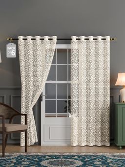 Kuber Industries - Cotton Semi Sheer 7 Feet Door Curtains | Rc317 - Delhi Cream (Pack of 6)
