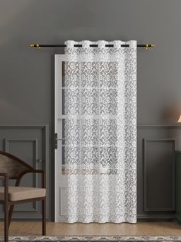 Kuber Industries - 7 Feet Net Cotton Door Curtain | Rc317 - Delhi White
