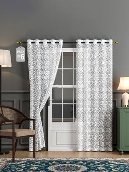 Kuber Industries - Cotton Semi Sheer 7 Feet Door Curtains | Rc317 - Delhi White (Pack of 6)