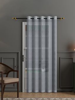 Kuber Industries - 7 Feet Net Cotton Door Curtain Vine Design| Zig Zag 134026-Grey