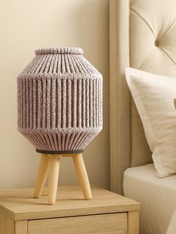 LUXEHOME INTERNATIONAL - Bamboo Woven Lantern with Glass Jar - Taupe