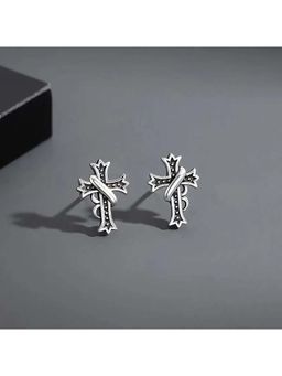 Salty Alpha - Silver Suave X-Mark Stud Earrings