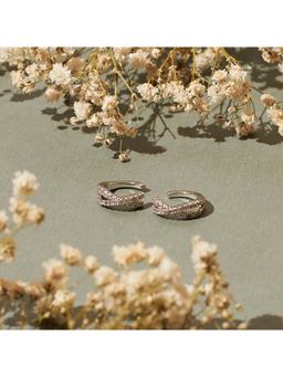 Salty Alpha - Silver Cross Open Hoop Earrings