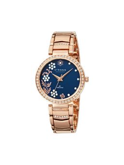 Strand by Obaku - Pearl Lapis Quartz Crystal With Flower Pattern Dial Womens Watch - S713LHVLSV