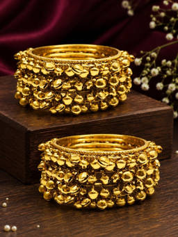 OOMPH - Gold Ghungroo Kashmiri Bangle (Pack of 8) (2.6)
