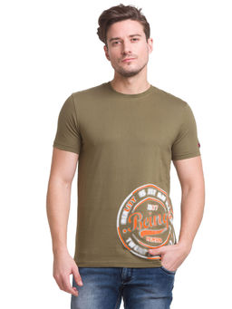 Being Human - Men Printed Olive T-Shirt