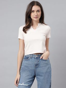 Xpose - Women Pink Solid Crop Top