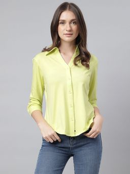 Xpose - Women Lime Regular Fit Three Quarter Sleeve Casual Shirt