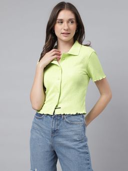Xpose - Women Green Regular Fit Short Sleeves Casual Shirt