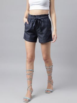 Xpose - Women Blue High Rise Paper Fold Shorts