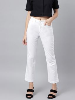 Xpose - Women White Smart Boot Cut Solid Trousers