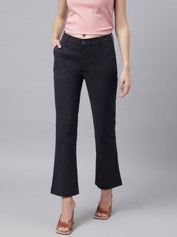 Xpose - Women Navy Boot Cut Fit High Rise Clean Look Stretchable Trousers