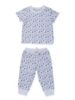 Gini & Jony - Baby Boys White Cotton Printed Half Sleeves Top and Bottom (Set of 2)