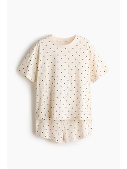 H&M - Women White Printed T-Shirt & Shorts