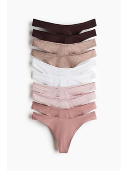 H&M - Women Multi-Color 10-Pack Cotton Thong Briefs