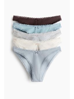 H&M - Women Multi-Color 5-Pack Lace-Trimmed Cotton Briefs
