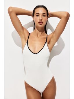 H&M - Women White Padded-Cup High Leg Swimsuit