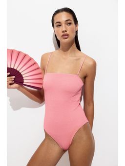 H&M - Women Pink Padded-Cup Bandeau Swimsuit
