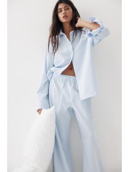 H&M - Women Blue Cotton Flannel Shirt & Pyjama
