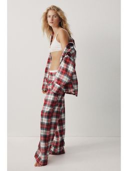 H&M - Women Red Cotton Flannel Shirt & Pyjama