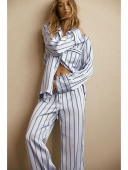H&M - Women Blue Satin Shirt & Pyjama