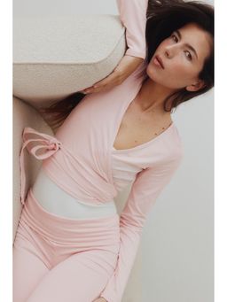 H&M - Women Pink Brushed Jersey Wrap Top