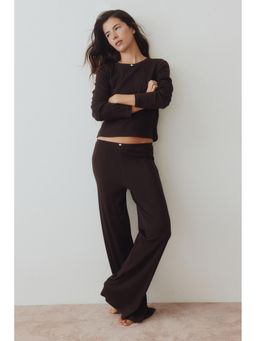 H&M - Women Brown Ribbed Jersey T-Shirt & Pyjama