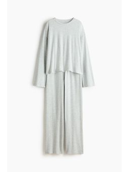 H&M - Women Grey Brushed Jersey T-Shirt & Pyjama