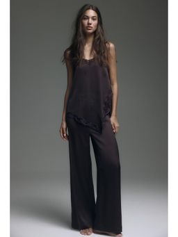 H&M - Women Brown Satin Top & Pyjama