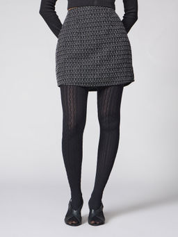 Twenty Dresses by Nykaa Fashion - Black Textured High Rise Full Length Stockings