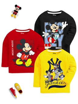 Kuchipoo - Boys Multi-Color Disney Character Printed Cotton T-shirts (Pack of 3)