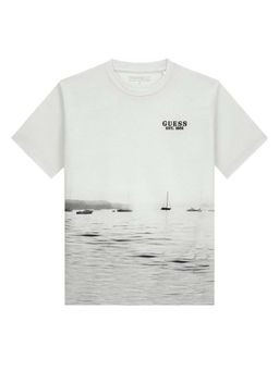Guess - Boys White Cotton Printed T-shirt