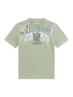 Guess - Boys Sage Green Cotton Graphic Printed T-shirt