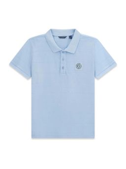 Guess - Boys Blue Cotton Textured Polo T-shirt