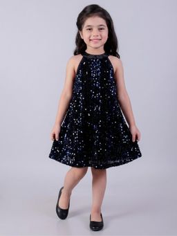 Lil Drama - Razzle Dazzle Girls Navy Blue Dress