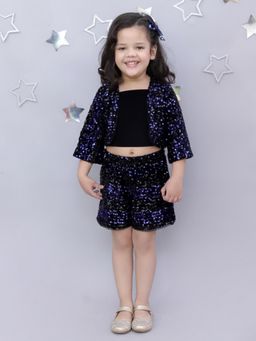 Lil Drama - Razzle Dazzle Girls Navy Blue Jacket Bustier and Shorts