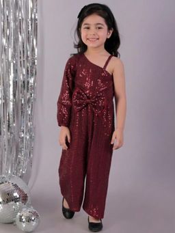 Lil Drama - Razzle Dazzle Girls Maroon Party Jumpsuit