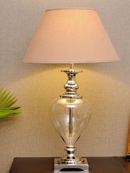 Kapoor Lamp Shades - Zucchero Metal and Glass Table Lamp with Beige Cotton Shade