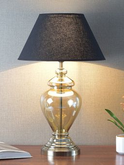 Kapoor Lamp Shades - Syracuse Champagne Glass Table Lamp with Black Cotton Shade