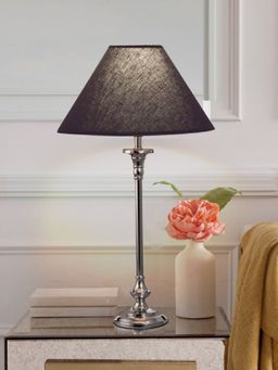 Kapoor Lamp Shades - Evelyn Chrome Metal Table Lamp with Black Cotton Shade