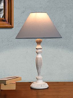 Kapoor Lamp Shades - Forgo Solid Wood Table Lamp with White Cotton Shade