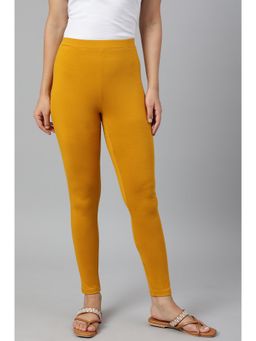 W - Mustard Solid Knitted Women's Leggings