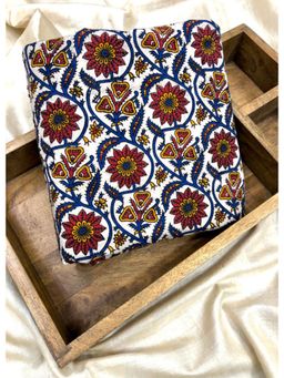 Palash - Kalamkari Fabric Printed Running Dress Material - White