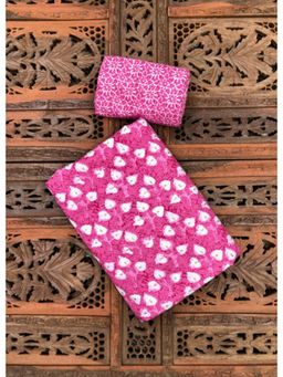 Palash - Hand Block Printed Cotton Top and Bottom Fabric - Pink (Set of 2)
