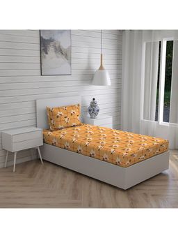 Layers - Classic 100% Cotton 104 Tc Single Bedsheet - Mustard (Set of 2)