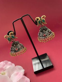 Digital Dress Room - Peacock Designs & Green Stone Jhumka