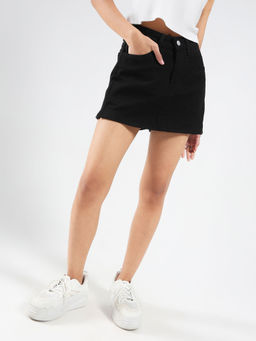 Sera - Black Denim Skort