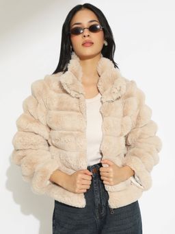 SHOWOFF - Women's Beige Open Front Jacket