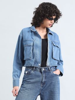 SHOWOFF - Edition Women's Blue Denim Crop Jacket